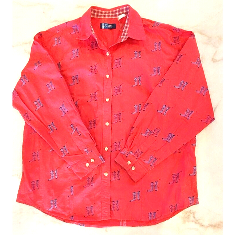 Wrangler VTG 90s Art Deco Cowboy Boots Print Longsleeve Western Shirt Size XL‎
